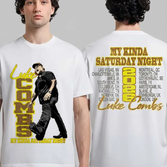 Discover Lukee Comb Merch My Kinda Saturday Night Tour 2026 Neon Tour Dates T-Shirt