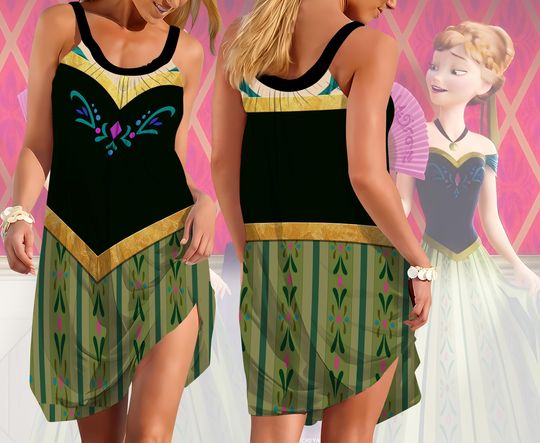 Discover Princess Anna Sling Dress for Women, Disneybound Outfit, Disneyland Trip Dress, Princess Running Costume, Princess Dress
