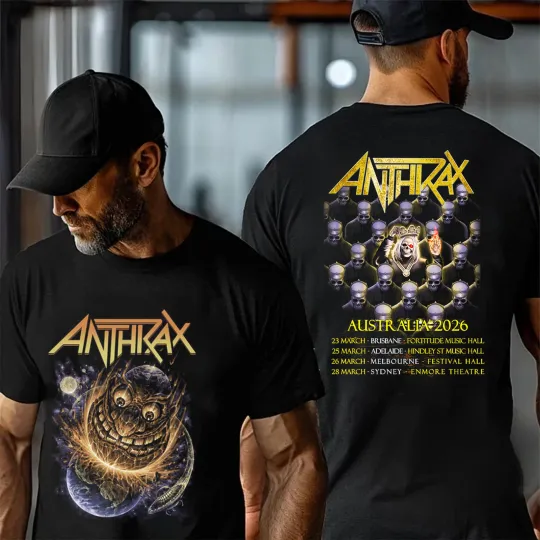 Discover Anthrax World Tour 2026 Double Sided T-Shirt, Australia Tour T-Shirt