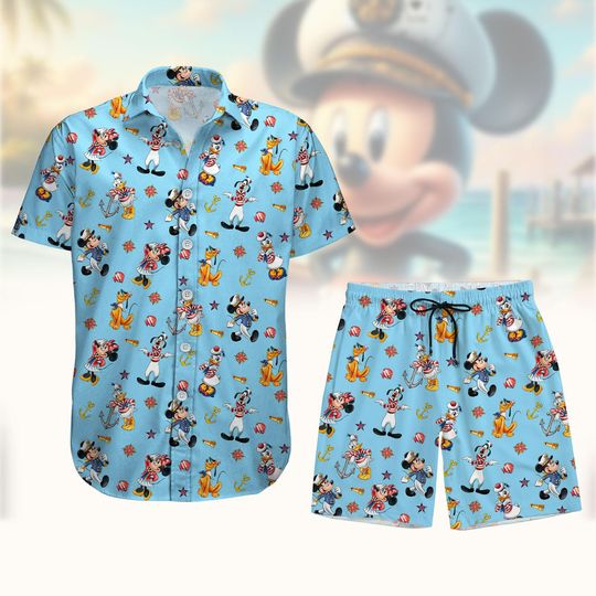 Discover Disney Mickey Cruise Button Shirt Shorts, Mickey Vacation Outfit, Cruise Trip 2025 Shirt, Disney Summer Clothes, Mickey Shirt Shorts