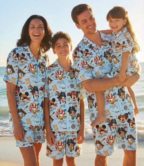 Discover Disney Mickey And Friends Pirates Signature Hawaiian Shirt, Disney Pirates Cruise Trip Hawaiian Shirt, Pirates Of The Caribbean Hawaii Shirt