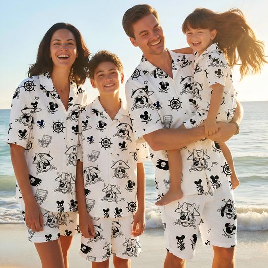 Discover Disney Mickey And Friends Pirates Hawaiian Shirt, Mickey Pirate Shirt, Disney Pirates Cruise Trip Shirt, Pirates Of The Caribbean Hawaii Tee