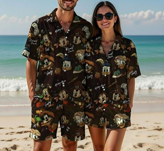 Discover Disney Mickey And Friends Pirates Signature Hawaiian Shirt, Mickey Pirates Button Shirt, Disney Shirt, Pirates Of The Caribbean Hawaii Shirt
