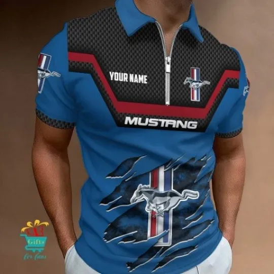 Discover F Mustang Custom Name New Design Zipper Polo Shirt