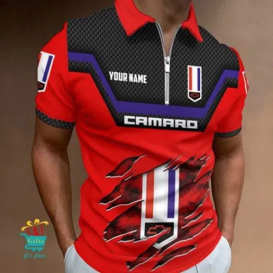 Discover Chevrolet  Custom Name New Design Zipper Polo Shirt