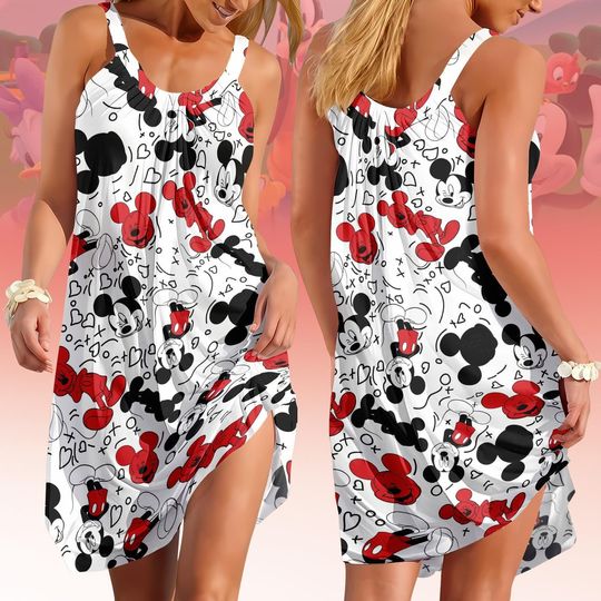 Discover Mickey Minnie Mouse Sling Summer Dress, Disney Trip 2026 Women Dress, Disney Family Casual Dress, Disney Vacation Holiday Dress For Her