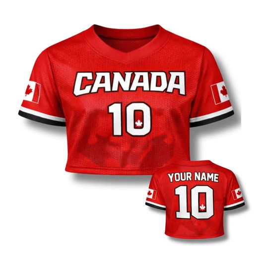 Discover Canada Soccer Crop Top Jersey Custom Name Number Women Mesh Football Fan Shirt