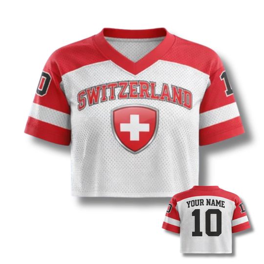 Discover Switzerland Soccer Crop Top Custom Name and Number Women Mesh Football Jersey