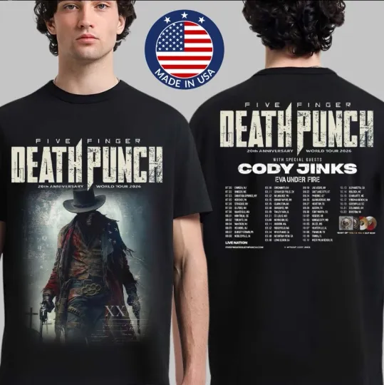 Discover Five Finger Death Punch 20th Anniversary World Tour 2026 NA Dates T-Shirt
