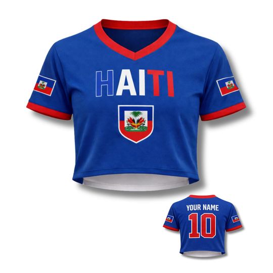 Discover Haiti Crop Top Soccer Jersey 3D Mesh, Custom Name & Number
