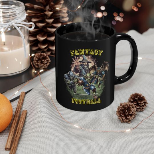 Discover Real Fantasy Football Wizard Black Mug DnD style fantasy football, funny, dungeons & dragons fantasy football