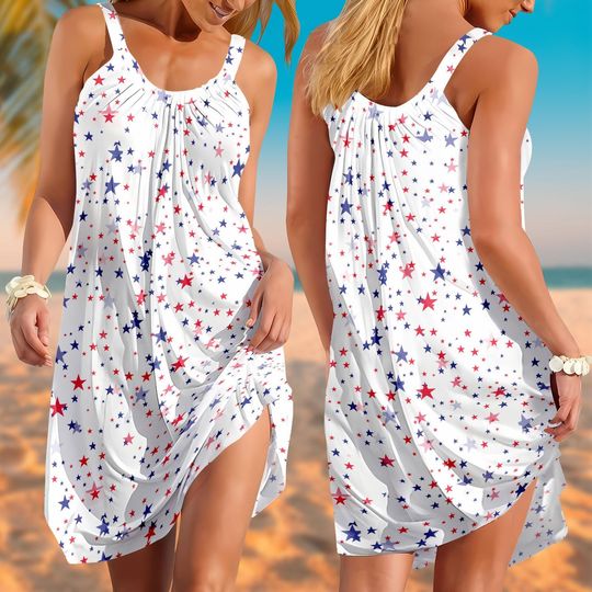 Discover Usa Sling Summer Dress, Usa Flag Dress, Independence Day, Celebrate Anniversary Dress, 4th of July Dress, Patriotic Gifts