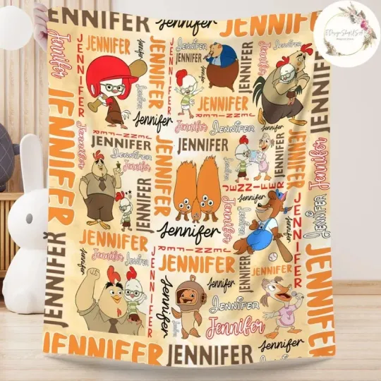 Discover Personalized Cute Farm Animal Flannel Blanket Custom Name Baby Gift