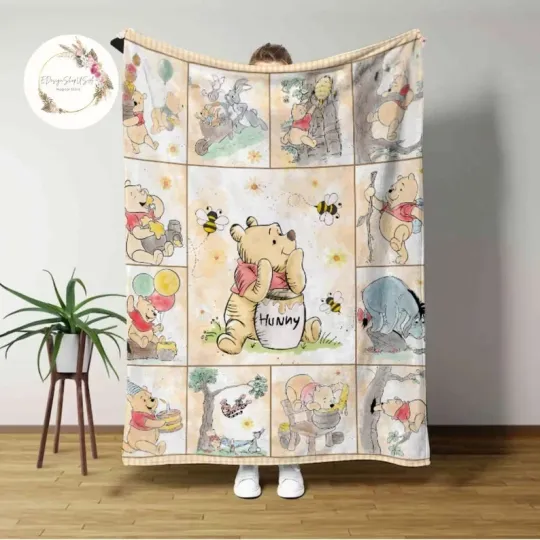 Discover Personalized Watercolor Bear Friends Flannel Blanket Custom Name Gift