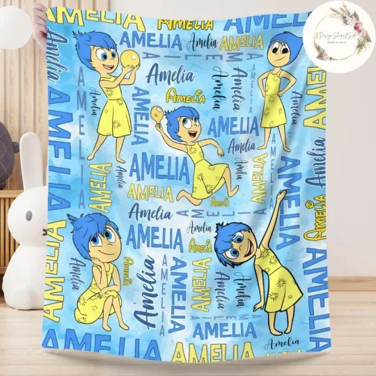 Discover Personalized Emotions Cartoon Flannel Blanket Custom Name Birthday Gift
