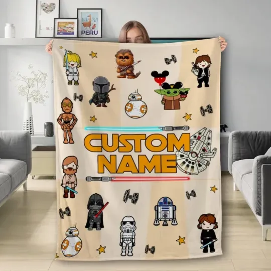 Discover Personalized Galaxy Space Hero Custom Name Flannel Blanket Kids Gift