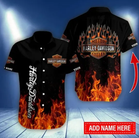 Discover Personalized Harley Motor Racing Davidson Casual Button Down Shirt Unisex Adults
