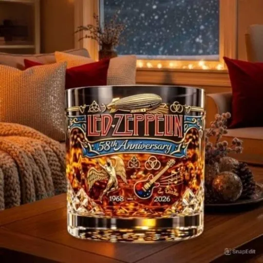 Discover Zep pelin 58th Anniversary 1968-2026 Whiskey Glass