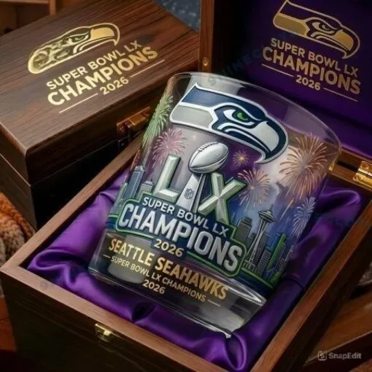Seahawks Super Bowl LX Champions 2026 Whiskey Glass