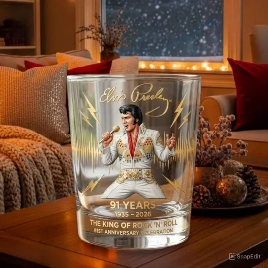Discover E Presley 91st Anniversary Celebration Whiskey Glass