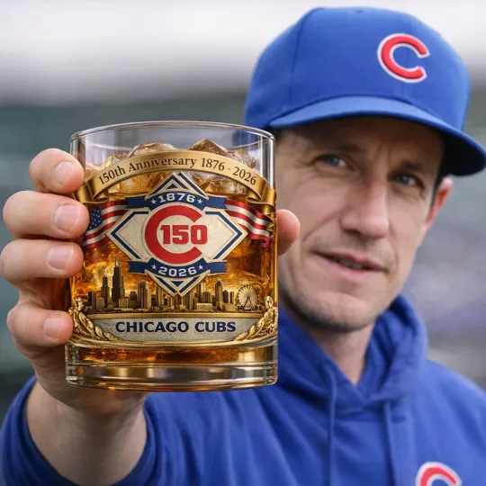 Chicago Cubs 150th Anniversary 1876-2026 Whiskey Glass