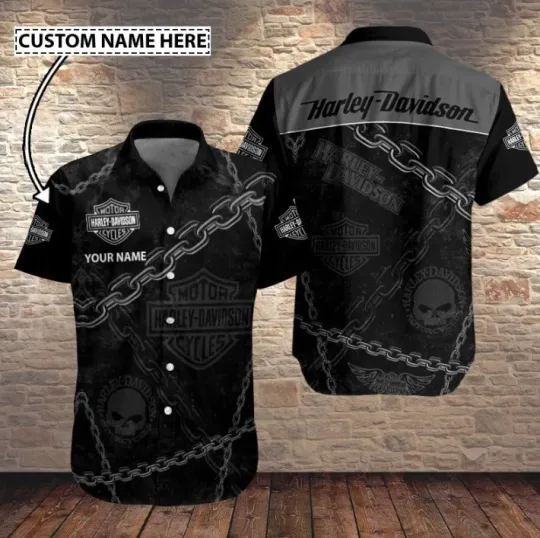 Discover Personalized Harley Motor Racing Davidson Casual Button Down Shirt Unisex Adults
