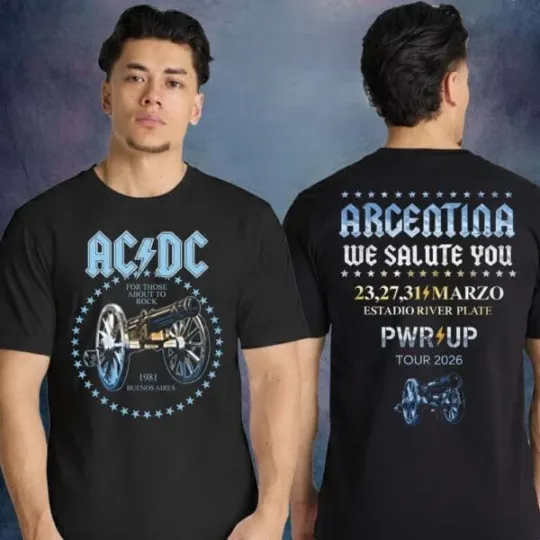 Discover ACD/C Merch Argentina World Tour 2026 On 23 27 31 March 2026 T-Shirt