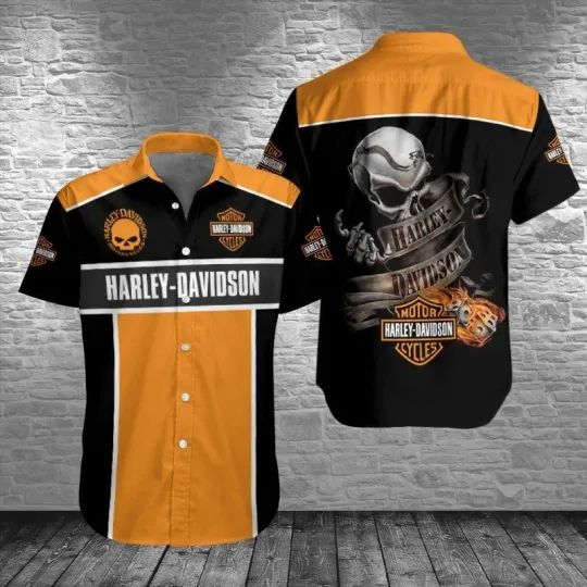 Discover Harley Motor Racing Davidson Casual Button Down Shirt Unisex Adults