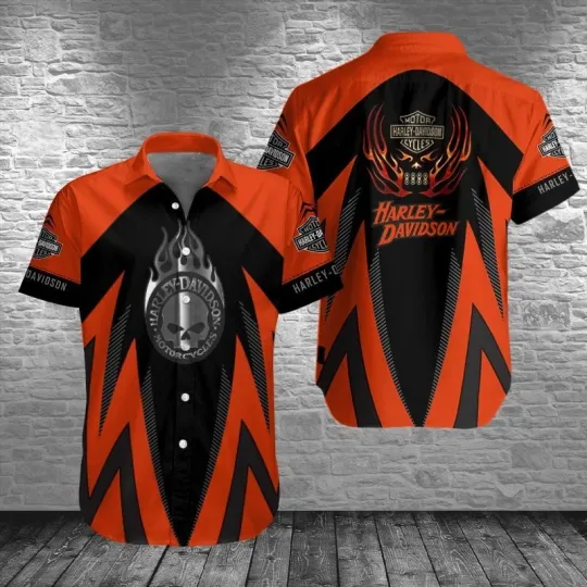 Discover Harley Motor Racing Davidson Casual Button Down Shirt Unisex Adults