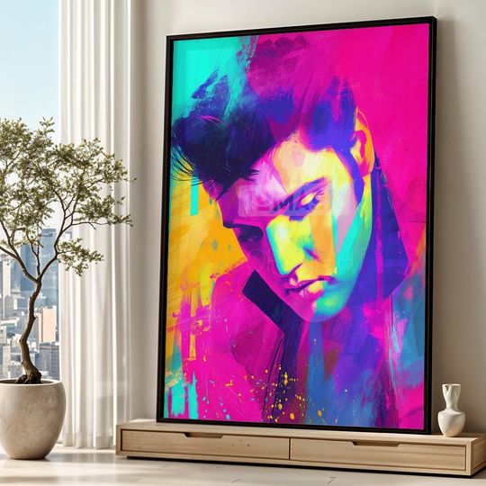 Discover Elvis Presley Pop Art Print, Colorful Music Icon, King of Rock