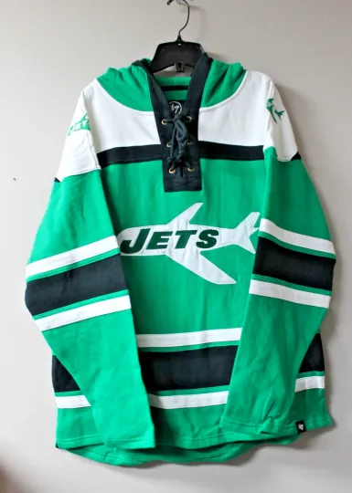 New York Jets Lacer Hockey Jersey Style Hoodie Men’s