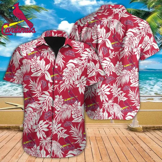 Discover St. Louis Baseball Team Cardinalss Hawaiian Button Down Full Size S-5XL
