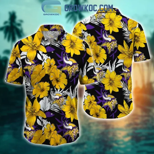 Minnesota Football Team Vikingss Hawaiian Button Down Shirt