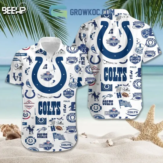 Discover Indianapolis Football Team Coltss Hawaiian Button Down Shirt