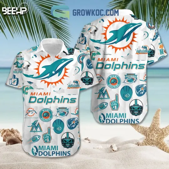 Discover Miami Football Team Dolphinss Hawaiian Button Down Shirt