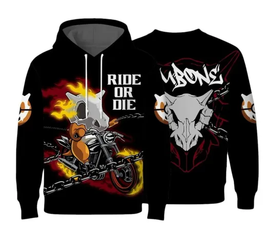 Discover Cubone Hoodie, Skull Ride or Die Hoodie, Anime Graphic Sweatshirt