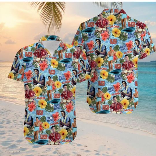 Discover Elvis Presley Button Shirt, King Of Rock Hawaiian Shirt, Elvis Presley Lover Gift, Rock Music Shirt