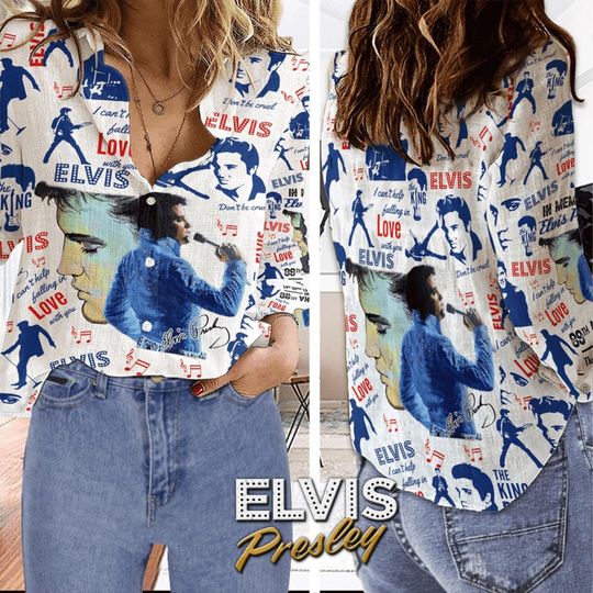Discover Elvis Presley 90s Blouse Shirt, Elvis Casual Shirt, King Of Rock And Roll Shirt