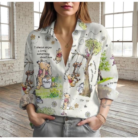 Discover Vintage Winnie The Pooh Blouse Shirt, Pooh And Friends Casual Shirt, Disney Pooh Bear Women Shirt