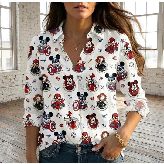 Discover Marvel Day At Sea Disney Cruise Squad Blouse Shirt, Mickey and Friends Cruise Women Shirt