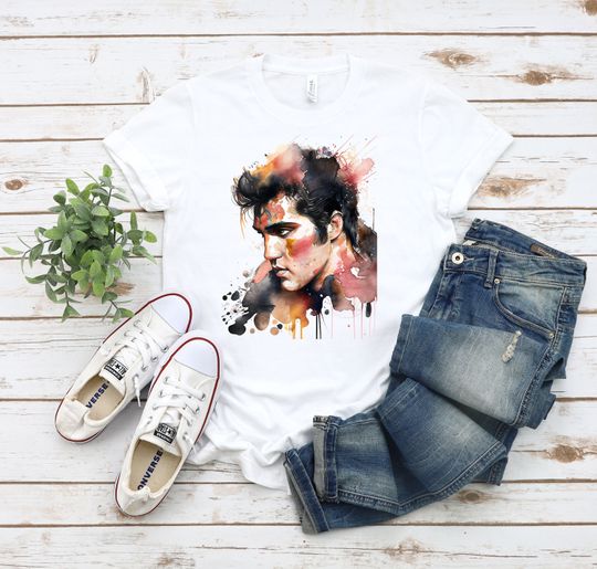 Discover Elvis, Watercolor Elvis, King of Rock and Roll, Custom T-shirt, Elvis Presley gifts, Elvis gift