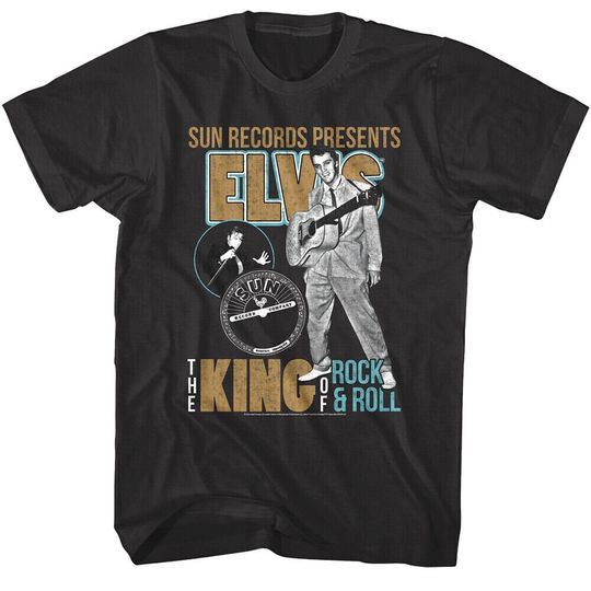 Elvis Presley The King of Rock n Roll Men's T-shirt Sun Records Presents Elvis Shirt