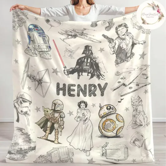 Discover Personalized Space Galaxy Adventure Custom Name Flannel Blanket Kids Gift