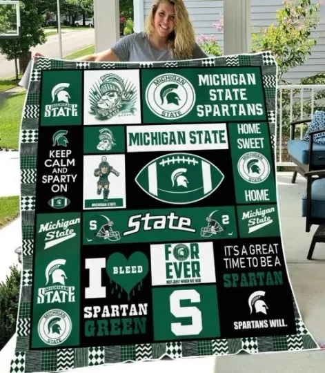 Discover Warrior Spirit Green White Home Fan Flannel Blanket Throw Gift