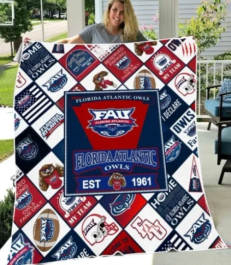 Owl Spirit Red Navy Home Fan Flannel Blanket Stadium Gift
