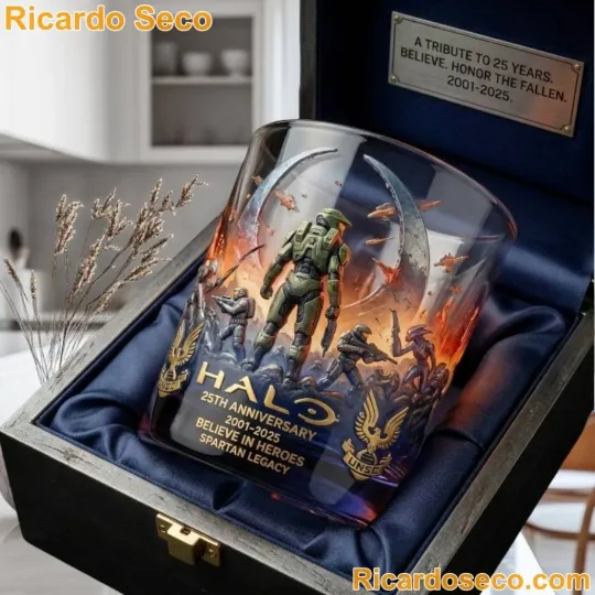 Discover Halo 25th Anniversary 2001 2026 Believe In Heroes SpartanLegacy Whiskey Glass