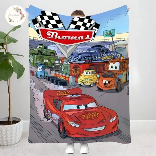 Discover Personalized Racing Cars Flannel Blanket Custom Name Kids Birthday Gift