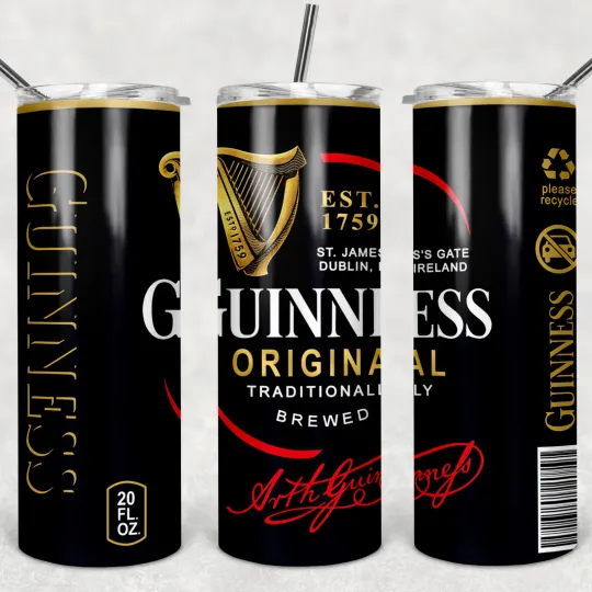 Discover GUINNESS ORIGINAL TUMBLER- One 20oz Metal Insulated Tumbler, Lid & Straw