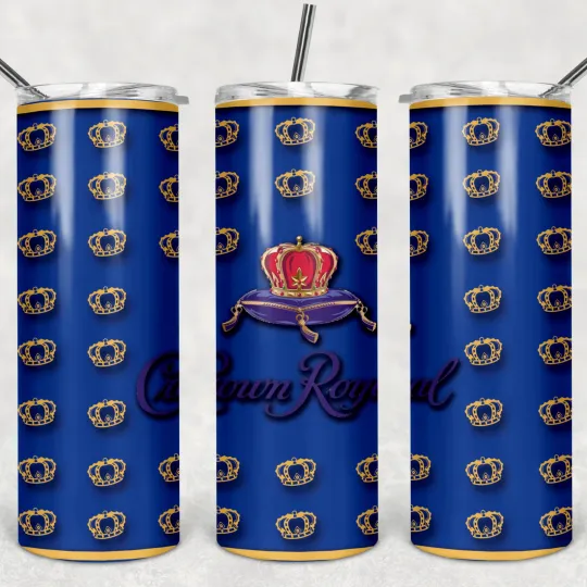 CROWN ROYAL BLUE TUMBLER- Includes One 20oz Metal Insulated Tumbler, Lid & Straw