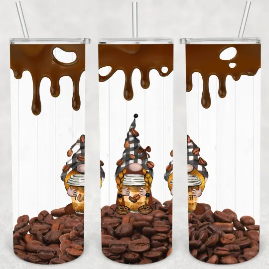 Discover Coffee Gnome Tumbler with Lid and Straw, 20oz Stainless Steel Insulated Drinkware